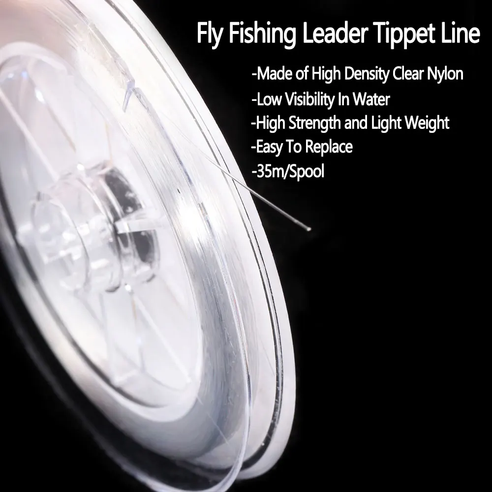 Bimoo Fly Fishing Leader Tippet Material Clear Nylon Tippet Line Aluminum Alloy Line Holder Leader Trout Fishing 1PC