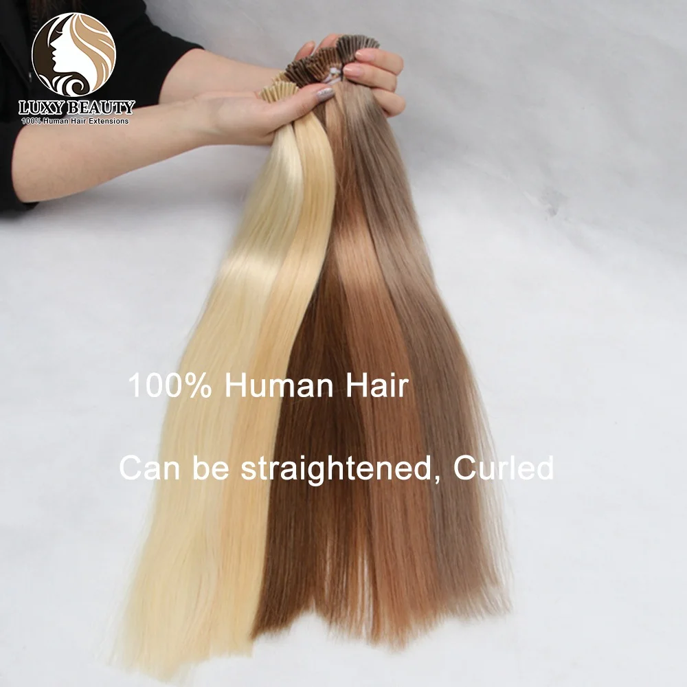 Straight I Tip Human Hair Extensions Blonde Pre-Bonded Micro Bead Real Human Hair Extension For Salon 0.6g/piece 50strands/pack