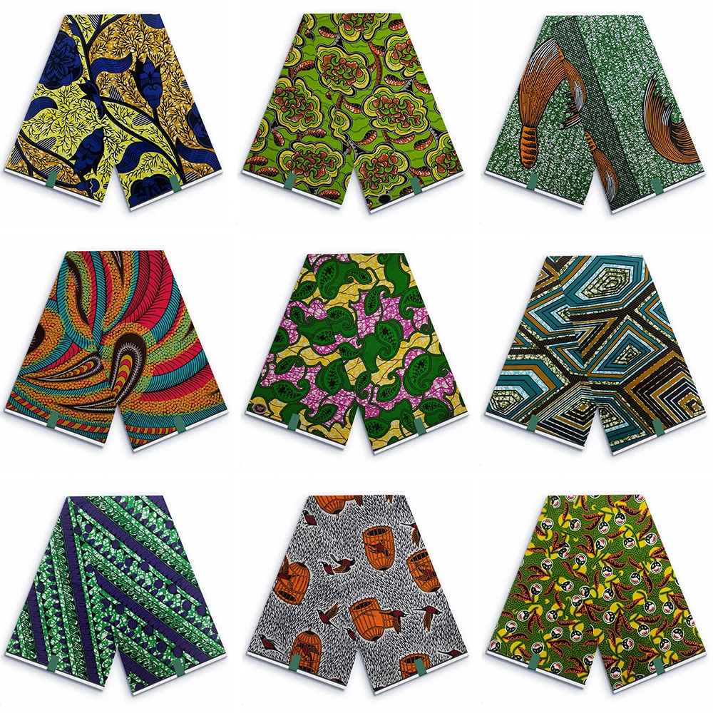 

African Wax Fabric Veritable Wax Nigerian Ankara Block Prints Batik Fabric Dutch Pagne 100% Cotton For Sewing V-686