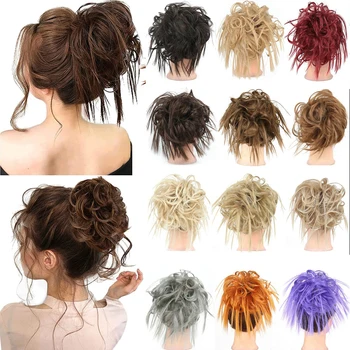 Extension per chignon sintetico, elastici per capelli ricci disordinati, chignon sintetico a ciambella, accessori per acconciature da donna