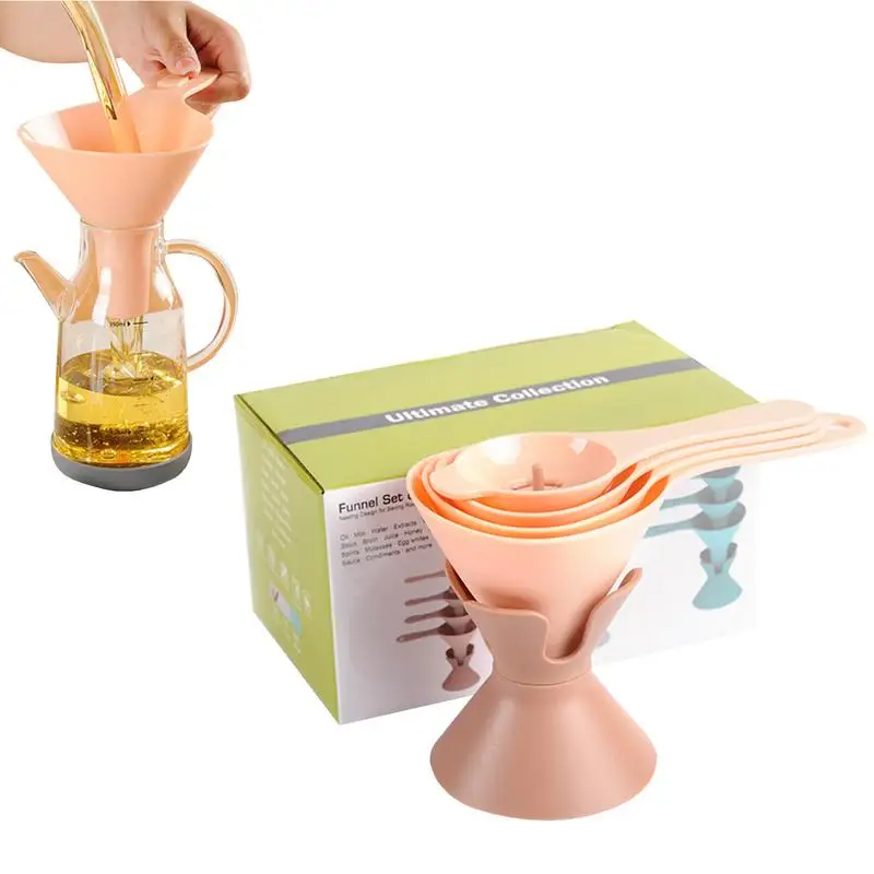

Kitchen For Filling Bottles 6-In-1 Multifunctional Funnel Set With Holder Base Removable Strainer Egg Separator Storage Base