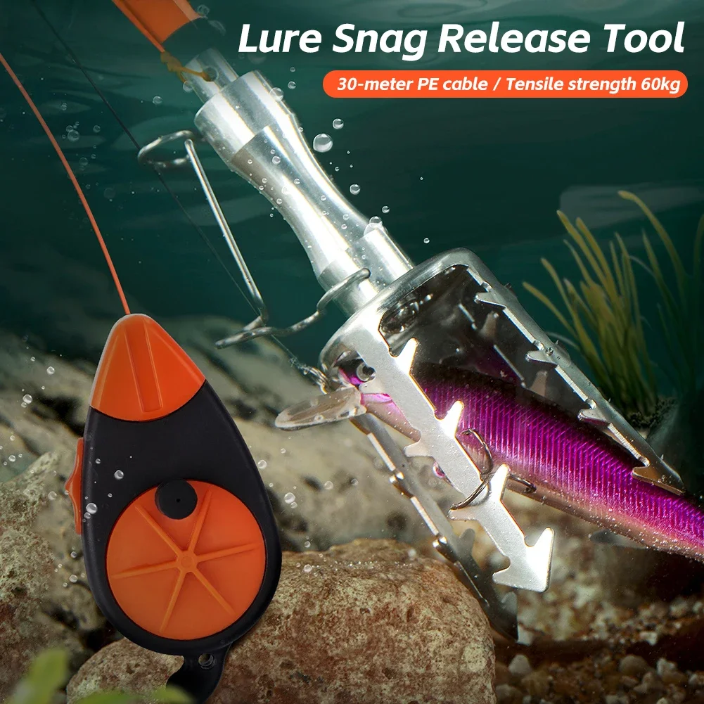 Professional Fishing Tackle Accessories Lure Bottom Snag Rescuer Stainless Steel Serrated Retrieval Tool with Line Winder