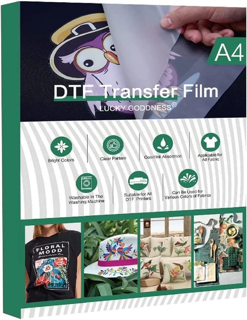 Lucky Goddness A3 A4 100 PCS DTF Transfer Film PET Heat Transfer Paper  PreTreat Sheets for DYI Direct on T-Shirts Bags Textile