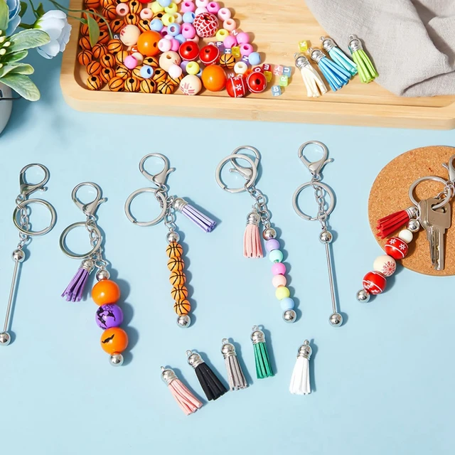 15 Pcs Beadable Keychain Bar Bulk Metal Blank Keychain With 15 Pcs Leather  Tassel For DIY Bead Keychain Supplies Easy Install - AliExpress