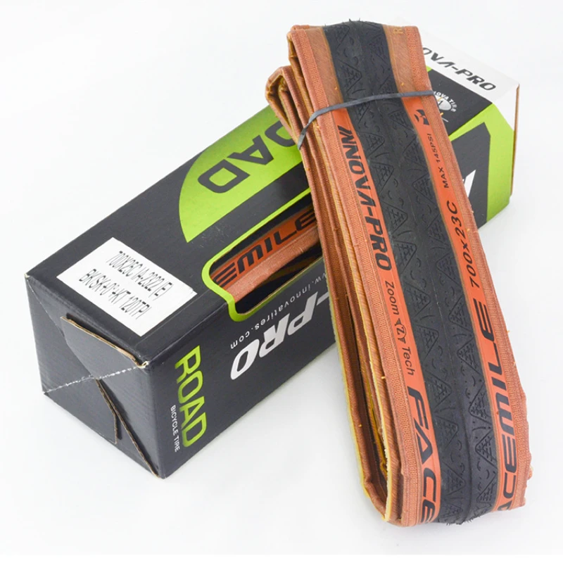 ! Innova Smiley Face Road Bike Pneumatico Esterno Bordo Giallo Pieghevole Retro 700 * 25C Attrezzature Per Pneumatici Esterni