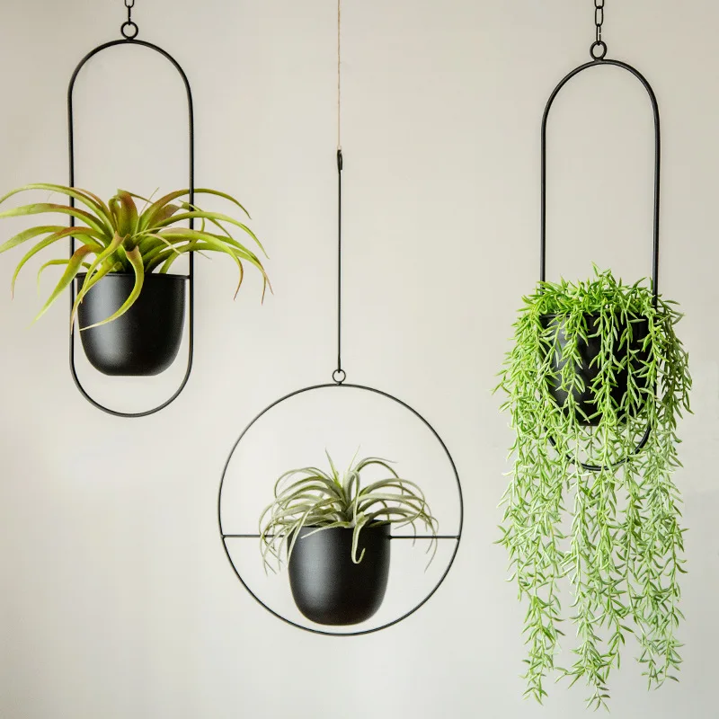 

New Metal Chain Hanging Flower Plant Pot Home Balcony Decor Swinging Flower Basket Wall Hanging Iron Pot Succulents Plants Pot