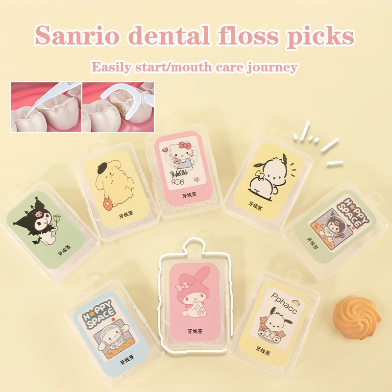 

30 шт., портативные флоссы Sanrio с коробкой для хранения