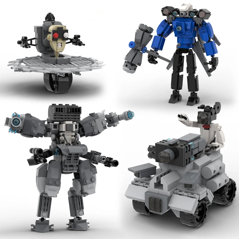 

BuildMoc Skibidi Toilet Mecha Super Titan Camerman Building Blocks Set Blaster Tank Monitor Brick Toy For Children Birthday Gift