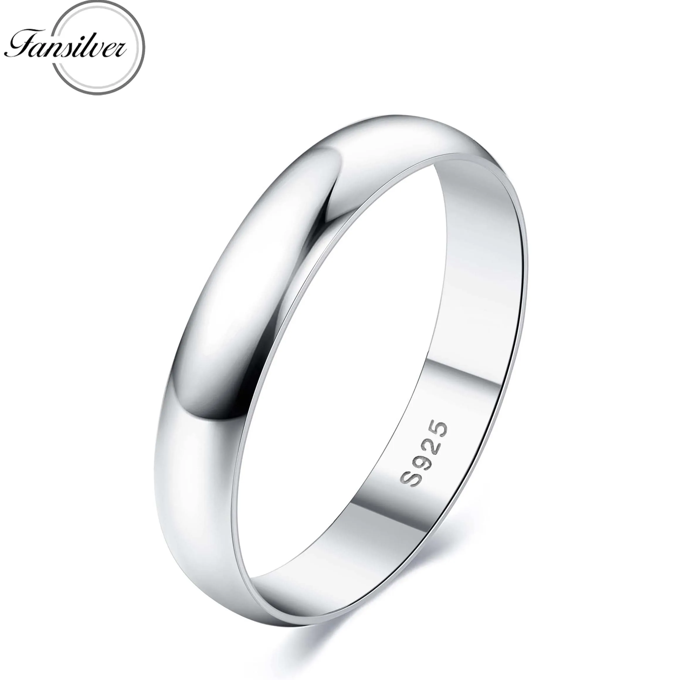 

Fansilver S925 Sterling Silver Rings for Women Men 18K White Gold Plated Tarnish Resistant Tarnish Stackable Rings Wholesale