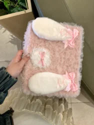 Cute Rabbit Plush Handmade iPad Case for Pro 11in 2020 2021 (Pink)