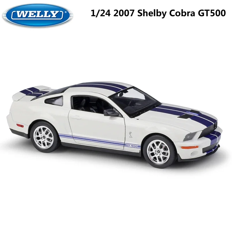 WELLY Diecast 1:24 Street Racing Car Metal 2007 Shelby Cobra GT500 Model Toy Car Alloy Sports Car For Kids Decoration Collection