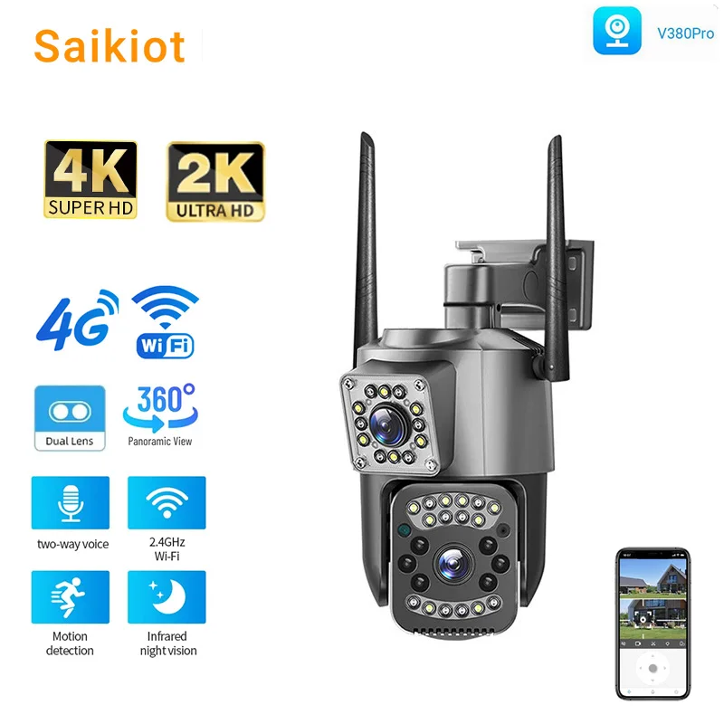 SaikiotV380ProWIFI4GSIMCardCamera4K8MP10XZoomCCTVSecurity