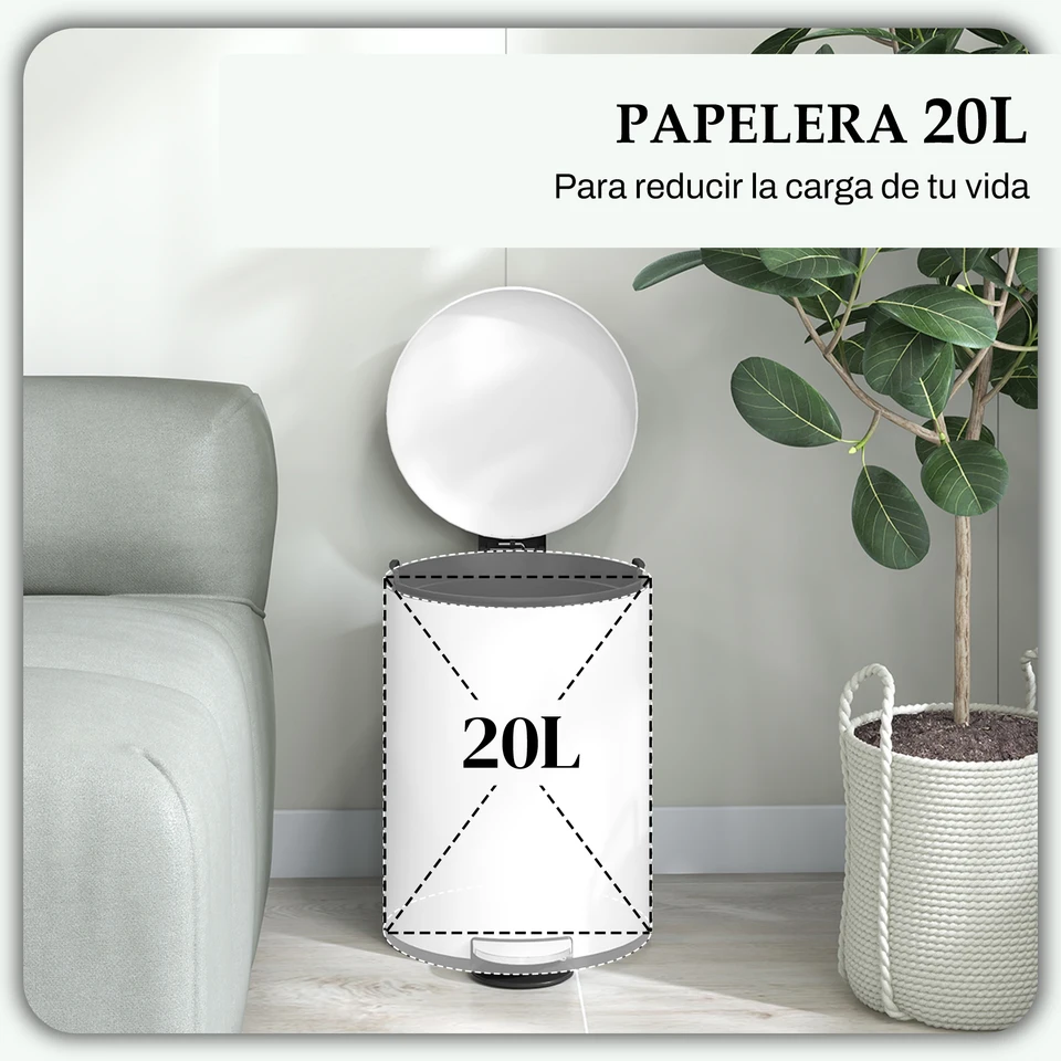 Homcom - Pattumiera a pedale da 20 l / 30 l, con secchio interno