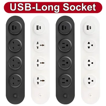 Universal Standard EU/Thai/US/UK Outlets Wall Mounted Desktop Socket with Power Switch USB Ports for Fast Charge