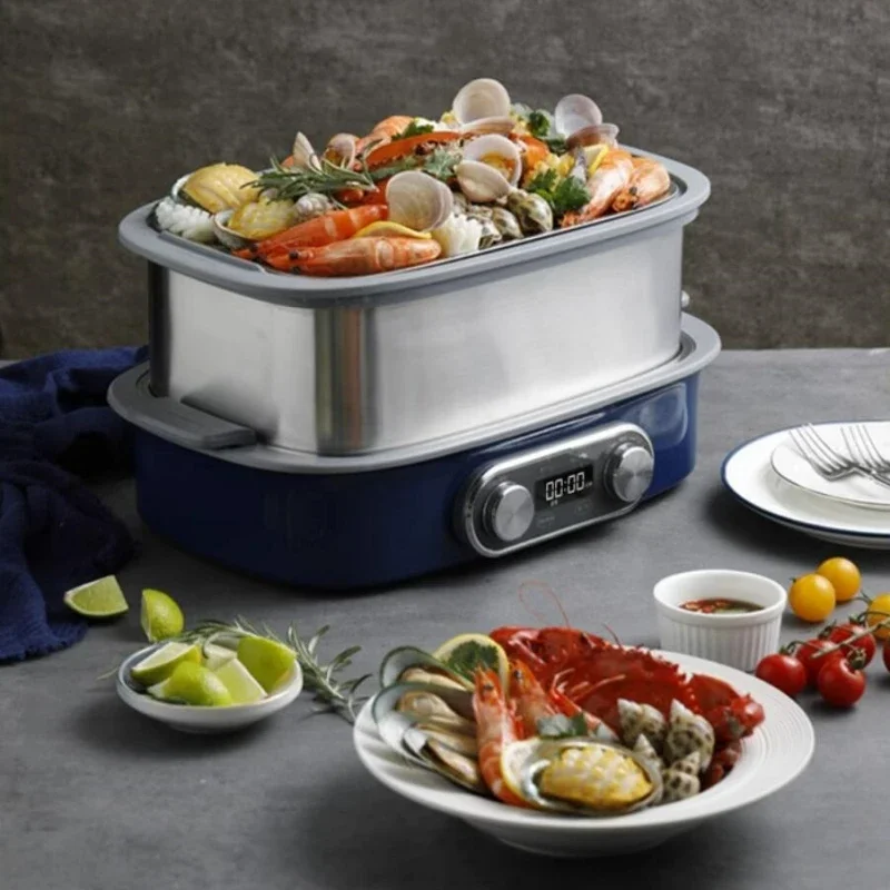 Morphyrichards 220V Extreme Double Layer Electric Steamer 12L Multi Home Steamer 2000W Stainless Steel Multi-Layer Steam Cooker