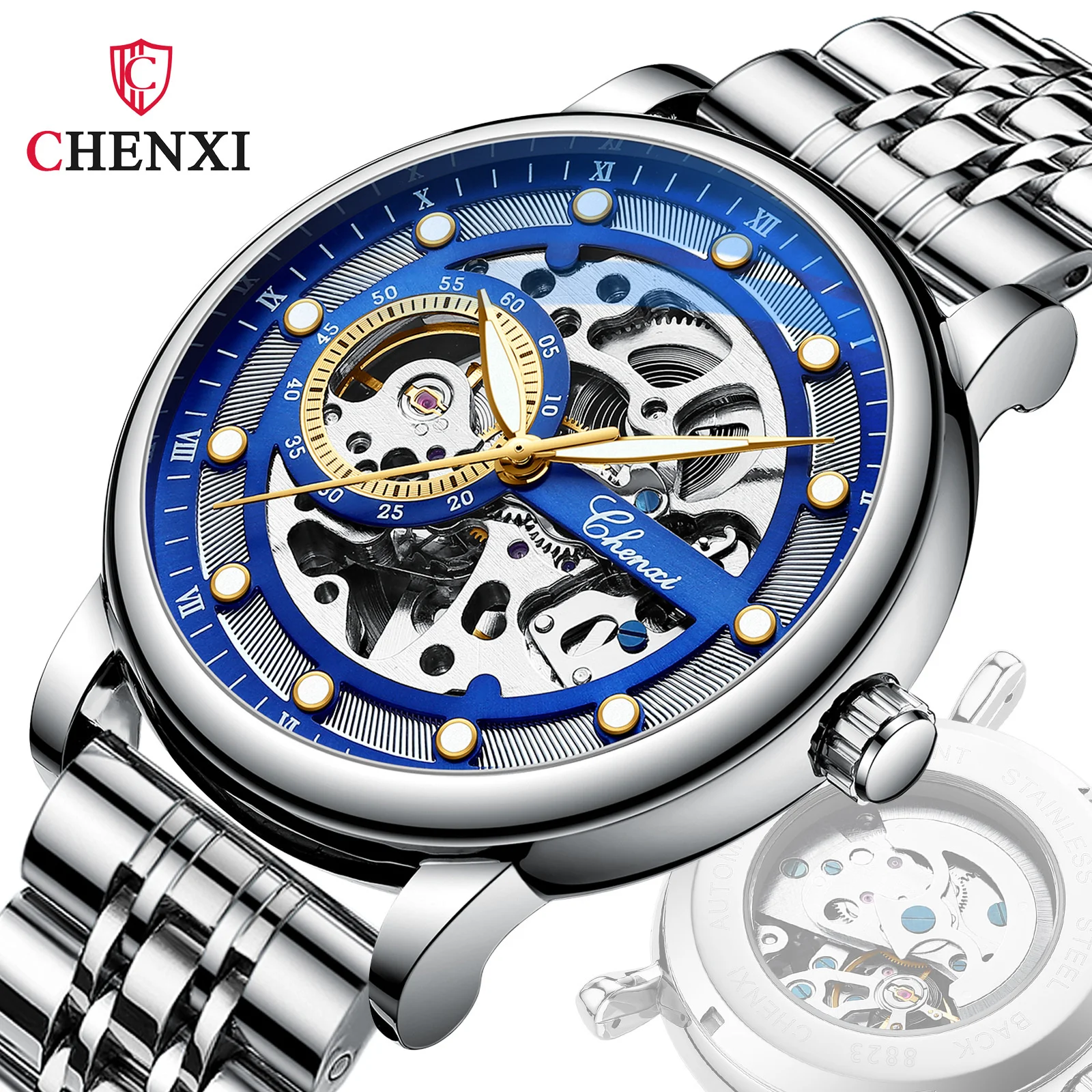 

CHENXI 8843 Tiktok Brand New Seaman Business Night Light Waterproof Male Man Hollowed Automaton Mechanical Men Automatic Watch