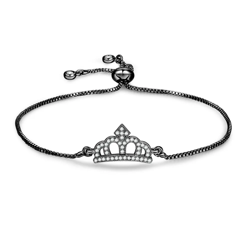 Charm 24K Gold Plated Crown Bracelet Chain Adjustable Size For Women Exquisite Jewelry Bangle Decoration Romantic Gift 2024