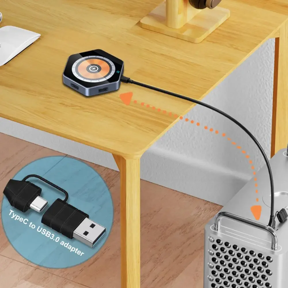 EONLINE 3D 6-in-1 USB3.0 Hub 5Gbps Expansion Dock 15W Wireless Fast Charging TF/SD Card Reader QC/PD Power Inlet for Laptop