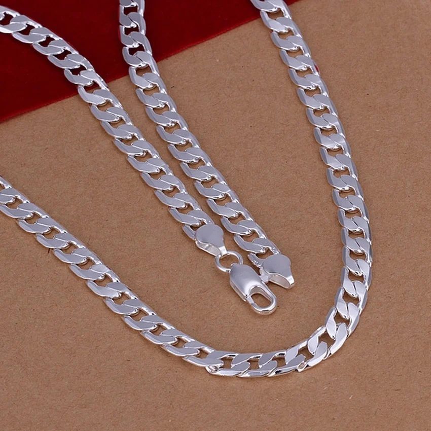 

Fine 925 Sterling Silver Necklace exquisite noble luxury gorgeous charm fashion 6MM men solid wedding chain women jewelry