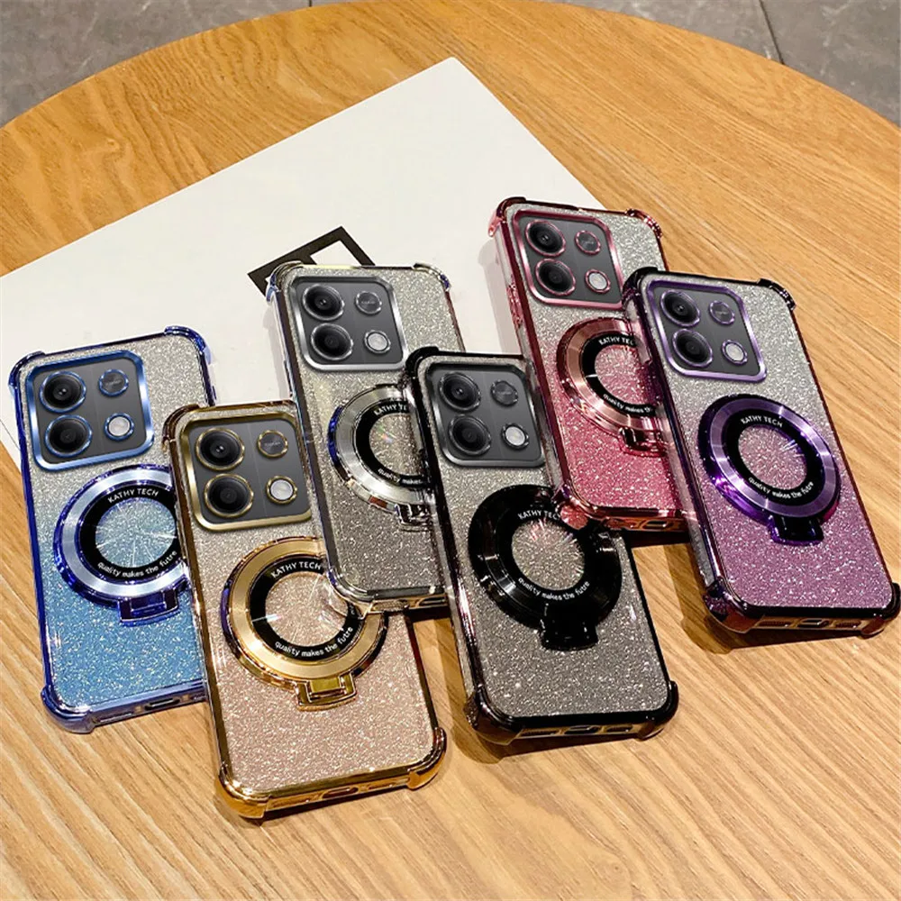 Shockproof Gradient Glitter Stand Phone Case with Bracket