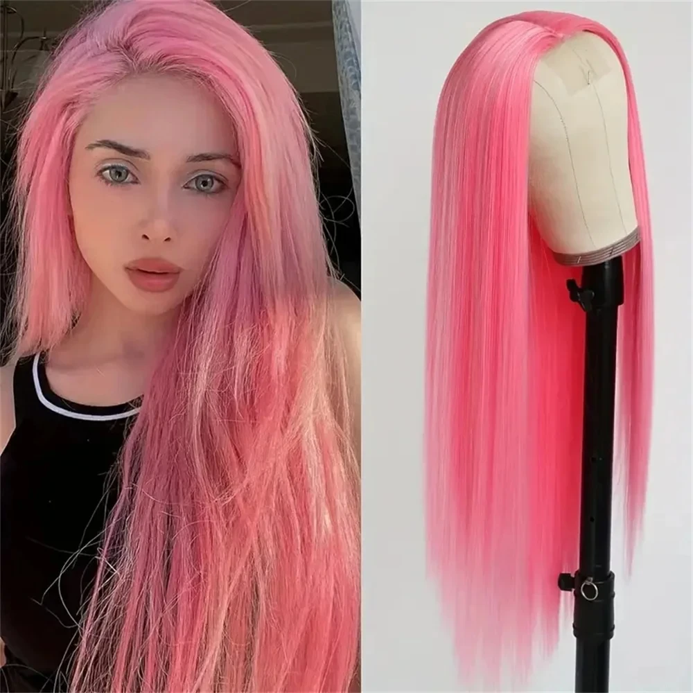 

13x6 13x4 Straight Lace Front Wigs Human Hair Bone Pre Plucked Hd Lace Straight Brazilian Human Hair Frontal Wig for Pink