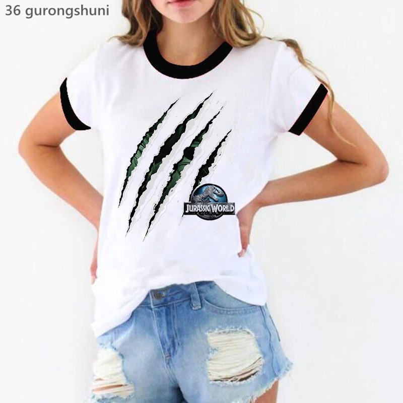 Jurassic Park Graphic Print Tshirt Women Clothes 2024 Funny Dinosaur Animal T Shirt Femme Harajuku Shirt Kawaii Clothes T-Shirt