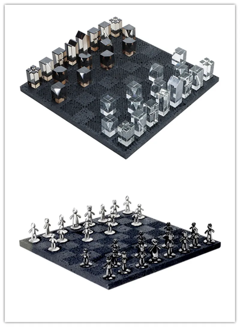 고급 대리석 체스 보드 장식, 홈 모델 룸, 거실 장식, 크리스탈 체스 조각