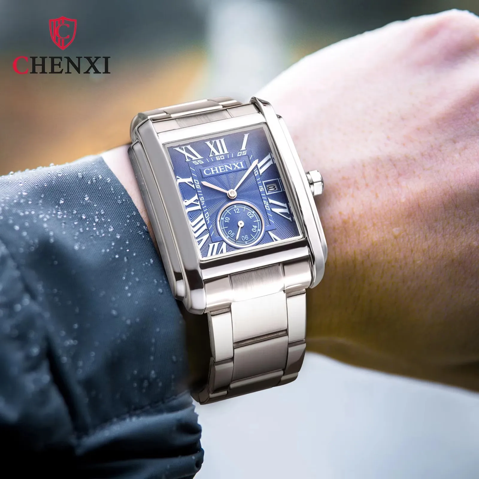 CHENXI 8216 Quartz Watches Fashion Simple Business Simple Silvery Stainless Steel Strap Wristwatches for Men 3