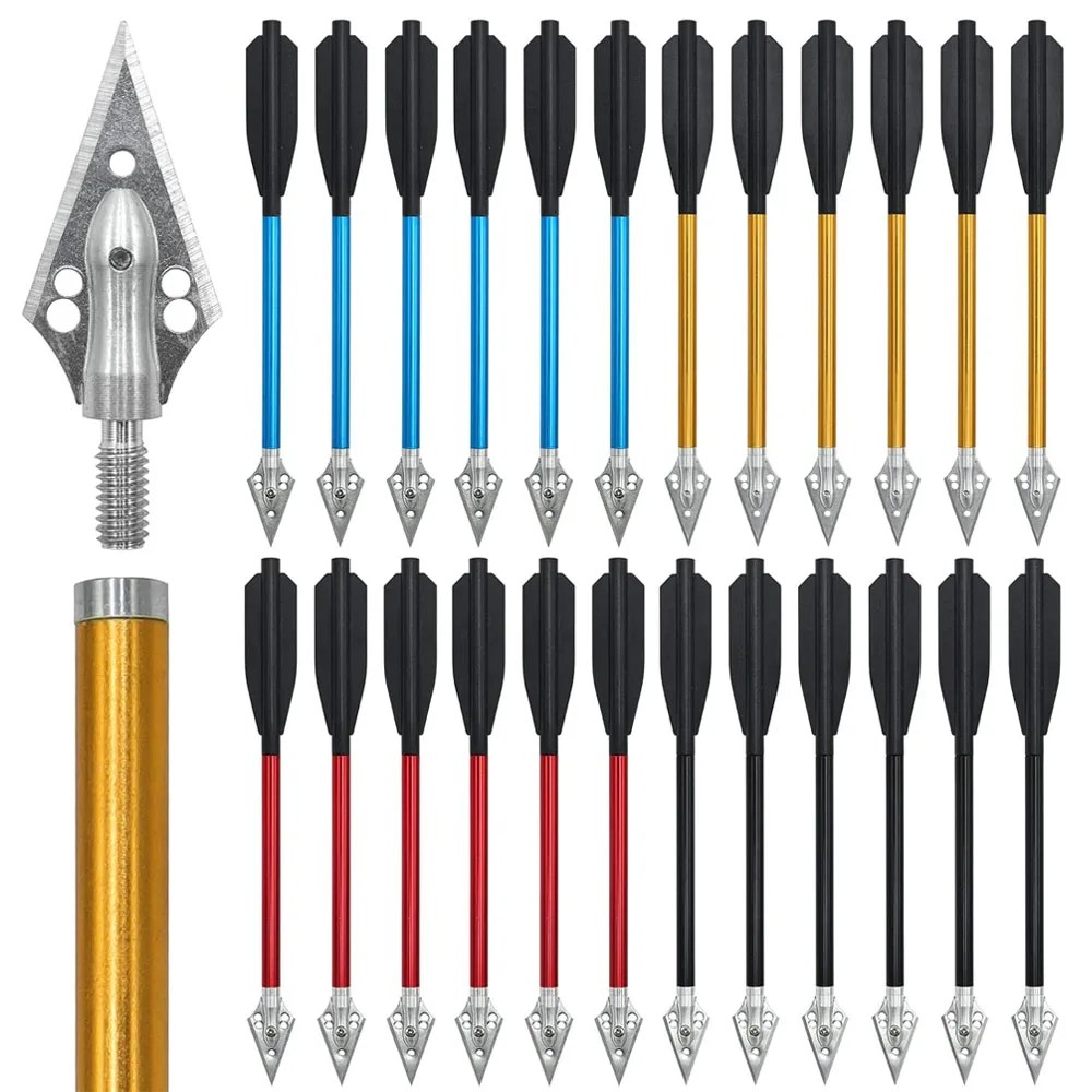 TOPARCHERY 12-Pack 20-Inch Carbon Crossbow Bolts With 6 Broadheads - Complete Hunting Arrow Kit For Practice & Outdoor Shooting