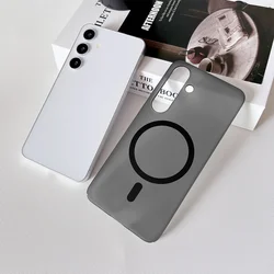 Ultra Thin Matte Clear Magnetic Phone Case with Wireless Charging and Shockproof Protection - Galaxy S23 Ultra (Black)