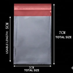 100 - Pack Transparent Self - Adhesive OPP Cellophane Gift and Jewelry Packaging Bags - 100pcs (5x7cm - Total Size)