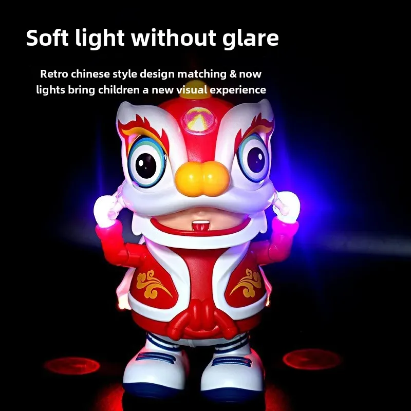 New Year Dragon Year Electric Dance Lion Robot Toy Music Light Trendy Swing Dance Lion For Boys Electric Plush Toys