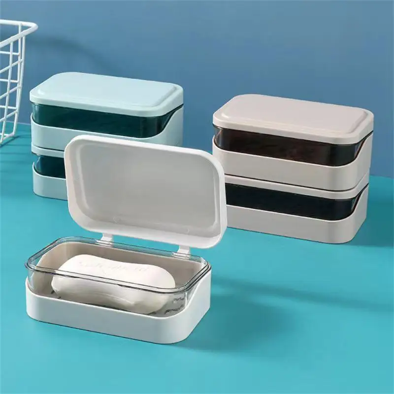 Simple Style Soap Saver Dustproof Solid Color Portable Soap Dish Holder  Hard Soap Box Home Supplies