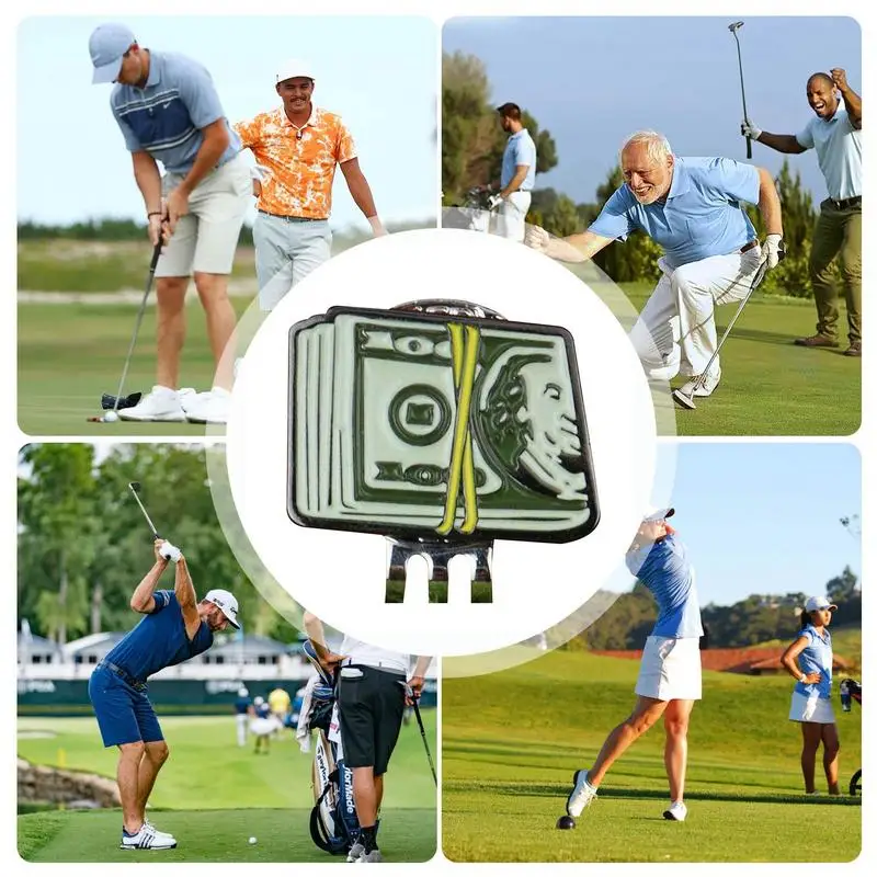 Dollar Bill Golf Ball Mark With Magnetic Golf Hat Clip Unique Funny Marker Training Aids For Boys Girl Kids Golfer Gift