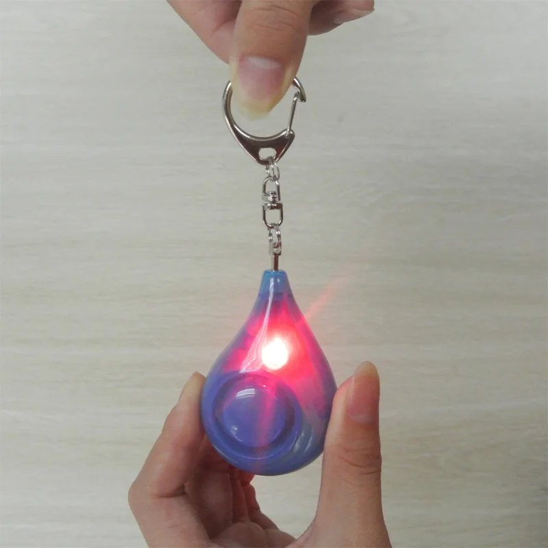 Portable Personal Alarm Water Drop Type Women's Anti-robbery Device Security Key Chain with Red Flashing Light Emergency Alert