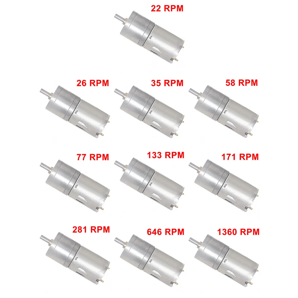 DC Gear Motor JGA25-370 12V Gear Motor DC Reducer High Torque 22RPM-1360RPM Speed
