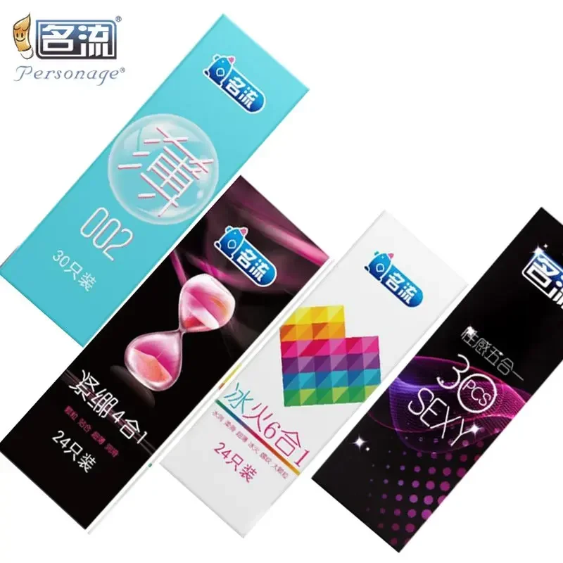 PERSONAGE 30 /24PCS Condoms Long-lasting Natural Latex Ultra Thin Penis Sleeve Dotted G-point Intimate Sex Toys Adult Goods