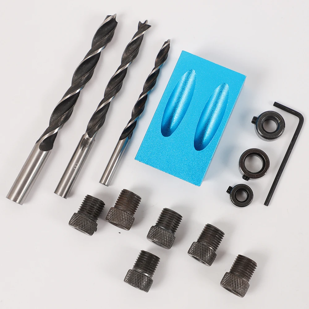 15 Degrees Pocket Hole Screw Jig Dowel Drill Joinery Kit Carpenters Wood Woodwork Guides Joint Angle Locator Hand Tool Sets dowel tenon multi dowel center point set tool joint alignment pin dowelling hole wood timber marker align 6mm 8mm 10mm 12mm