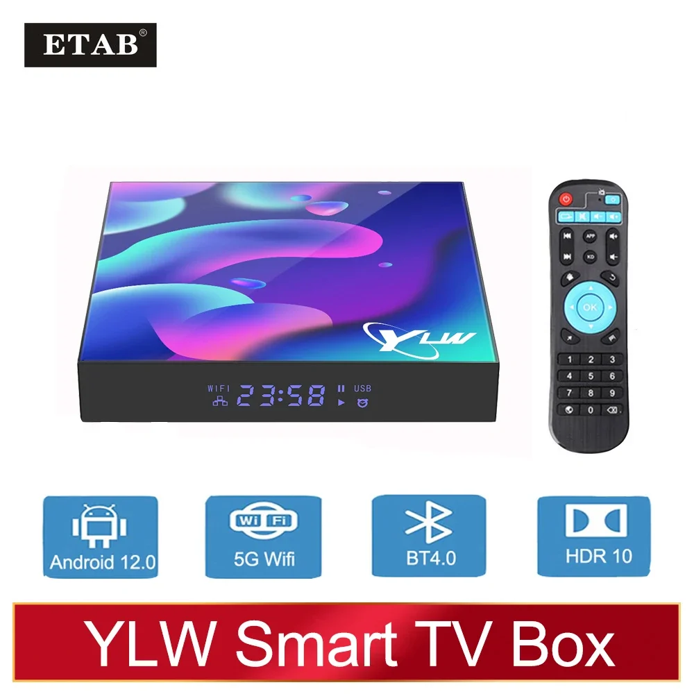 YLW TV Box Android 12.0 16GB 6K HD Allwinner H618 Quad Core Media Player HDR10 5G Wifi BT4.0 Smart TV Box Set Top Box