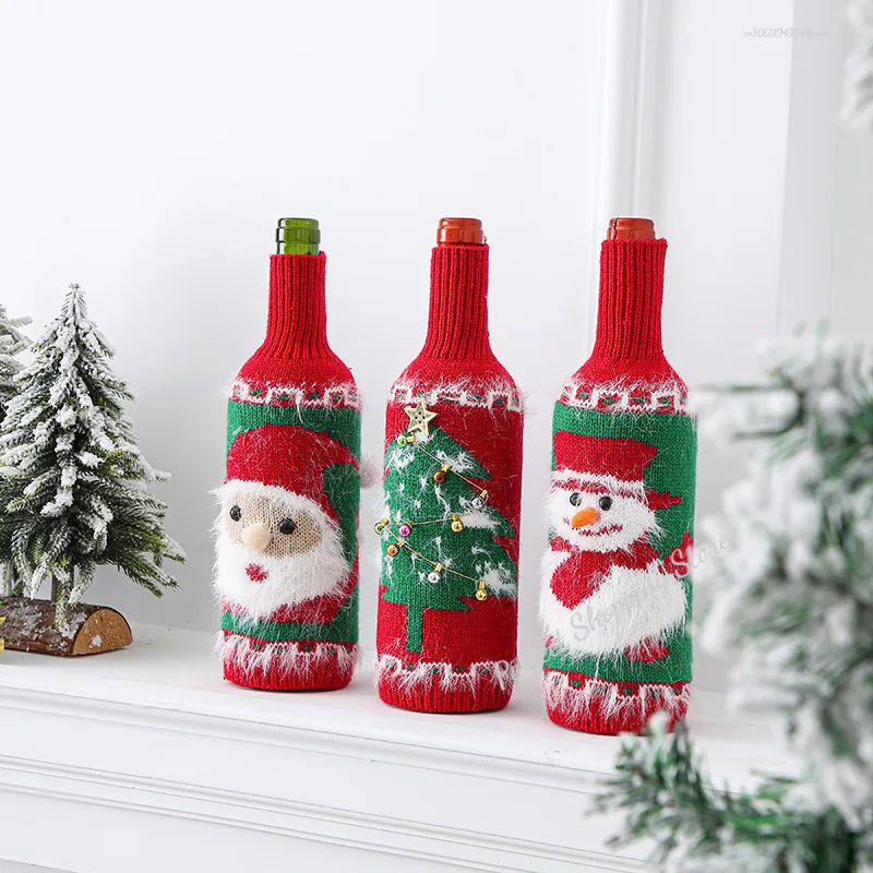 Christmas Wine Bottle Cover Wine Bag Linen Champagne Bottle Cover Bag Dining Table Decoration wine bottle cover