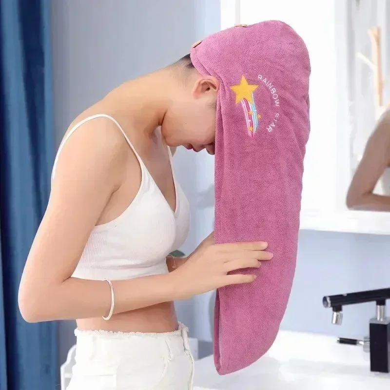 1개입 속건 헤어 모자 초흡수성 부드러운 욕실 여성용 헤어 타월 소녀용 귀여운 헤어 타월 헤어 드라이 랩 보닛