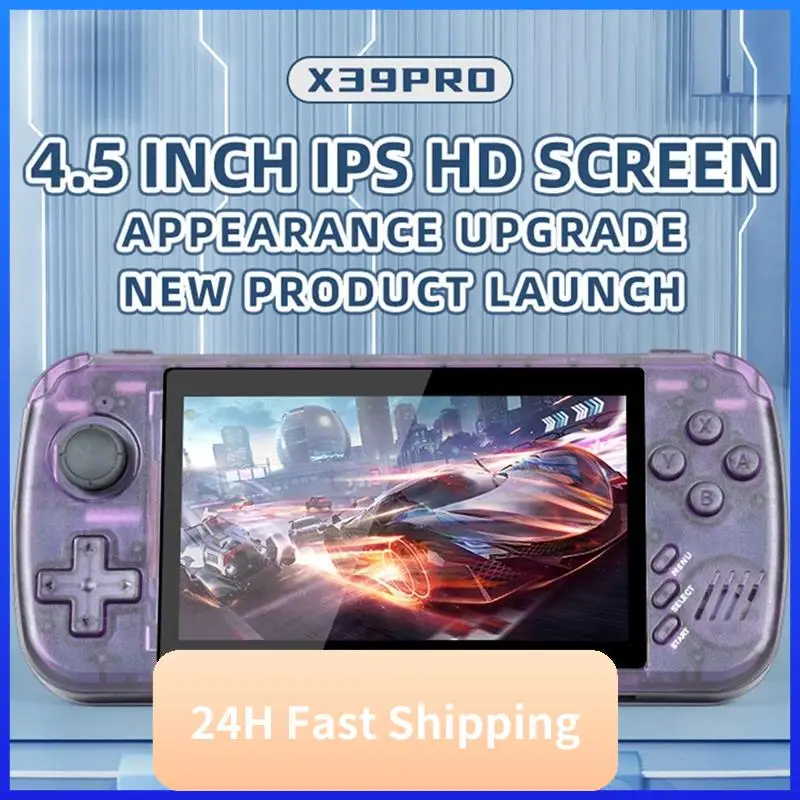 X39pro Retro Video Game Console 64GB 4.5 Inch Screen Support 2-Player Games Handheld Gamepad Children Gifts Easy To Use C