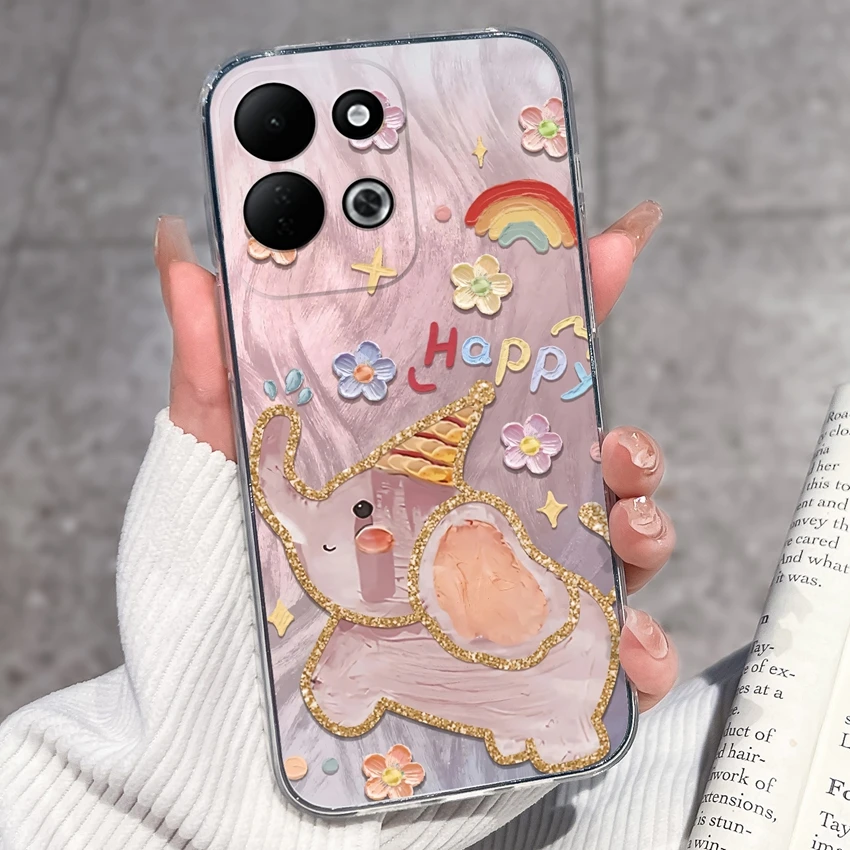 Sleeping Beauty Pattern Black Clear TPU Shockproof Phone Case - Lightweight Shell