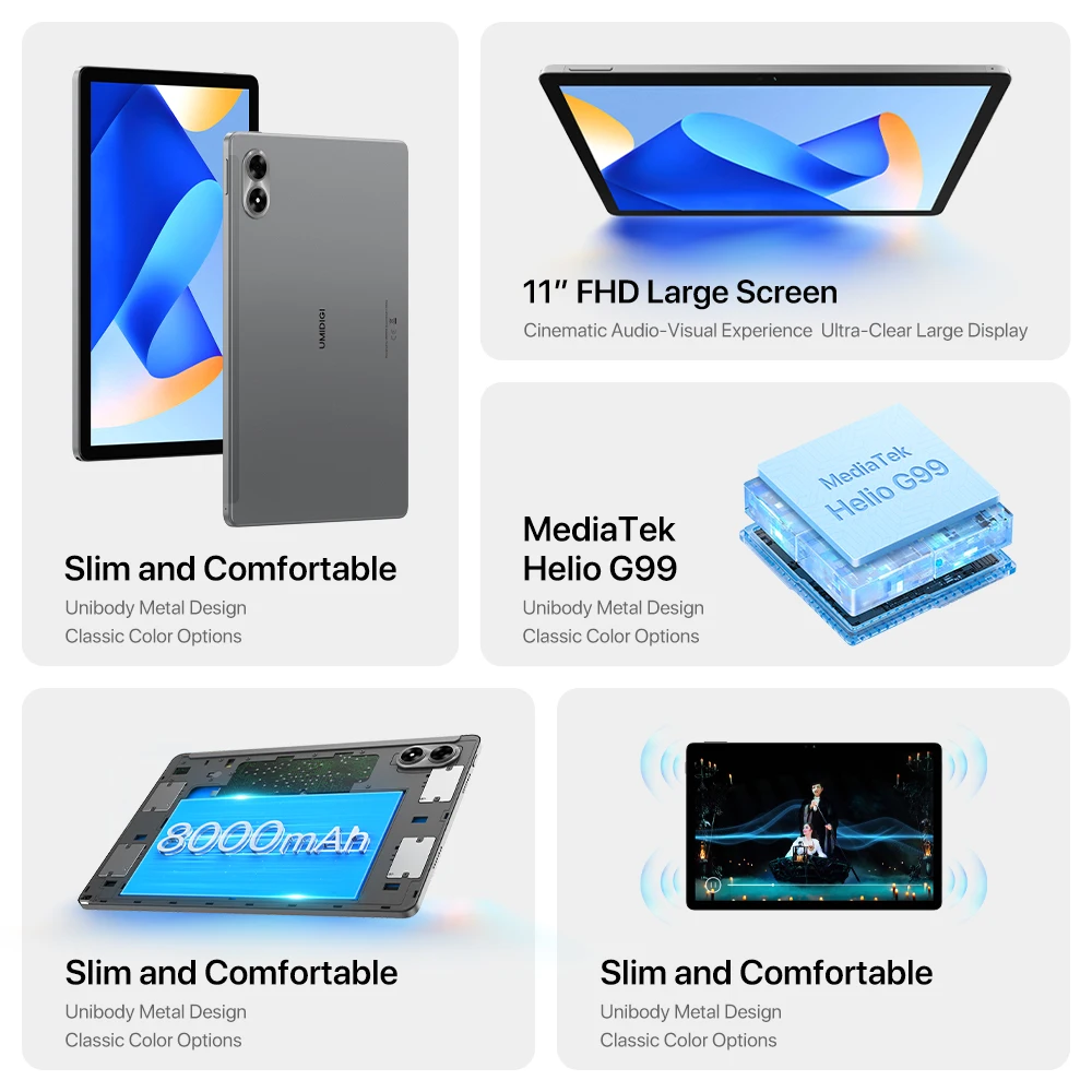 UMIDIGI G7 Tab Pro MTK Helio G99 Octa-Core Tablet 11"FHD 8GB 256GB 13MP Camera 18W charging 8000mAh Large Battery Quad Speakers 2