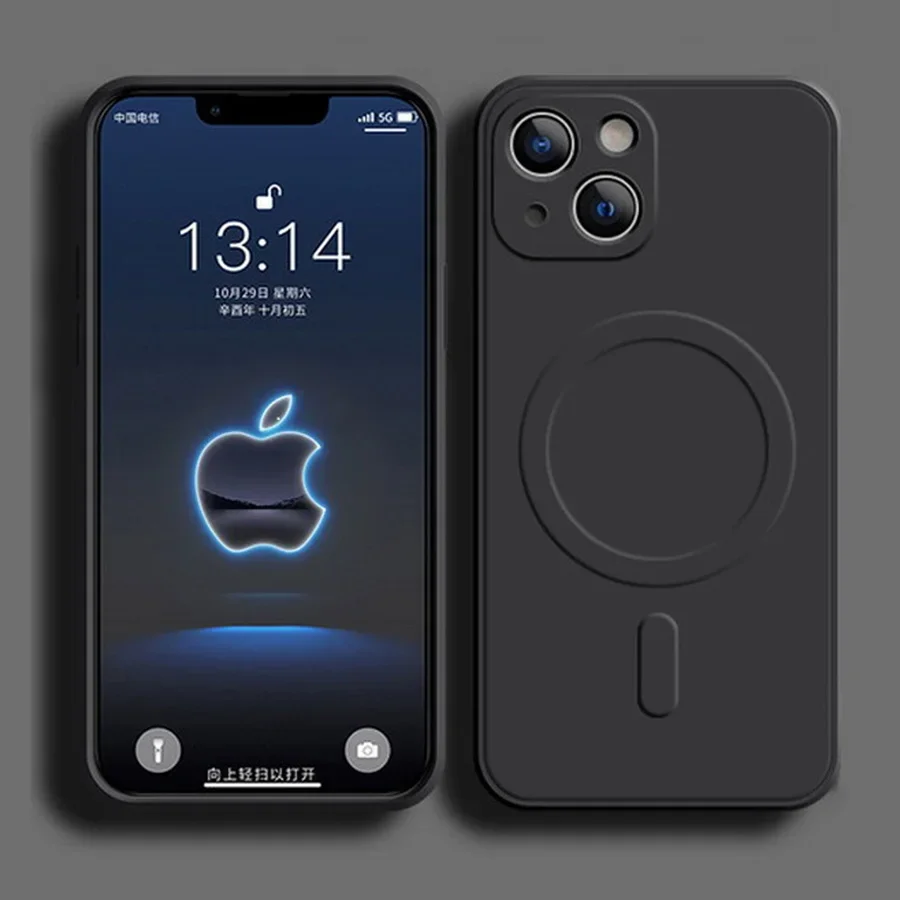 Liquid Silicone Magnetic Shockproof Back Cover with Wireless Charging Compatibility