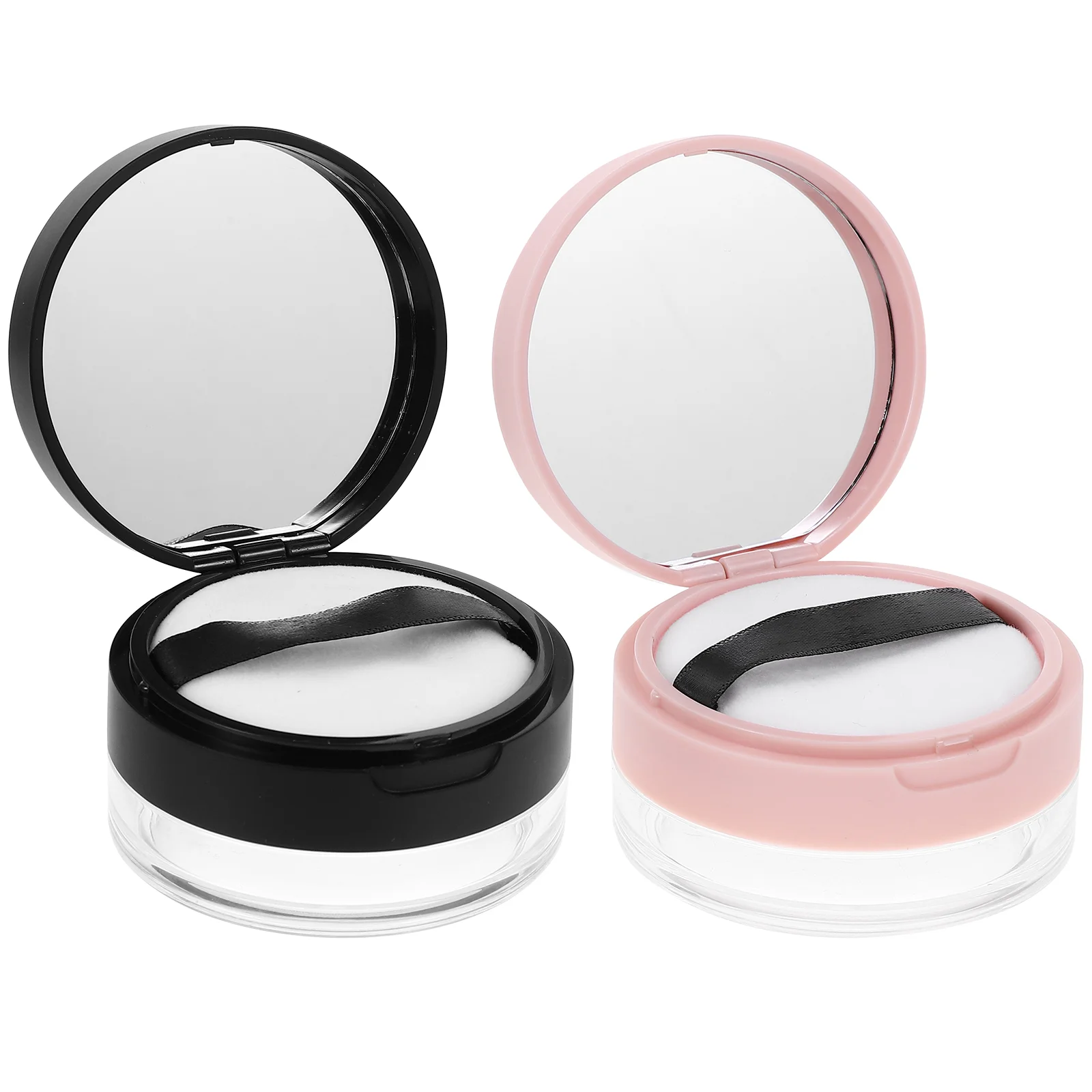 

2pcs Loose Powder Containers Portable Powder Containers Makeup Powder Boxes with Puffs
