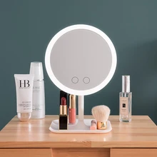 

LED Light Makeup Mirror ,Rechargeable Light Up Mirror for Makeup, Storage Adjustable Lighting Cosmetic Table Desk Mirror