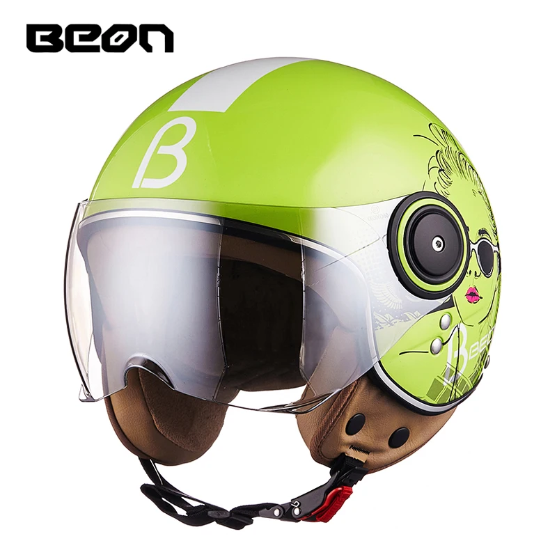 Casco Vintage Retrò Moto 3/4 Open Face Dot Visiera Approvata Casco Moto In Pelle Pu Caschi Motocross Con Maschera Goggle