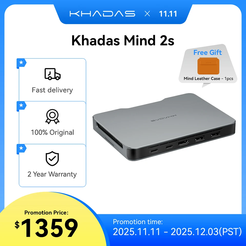 Khadas Mind 2s/2 AI Mini PC, Micro Desktop Computer with Intel