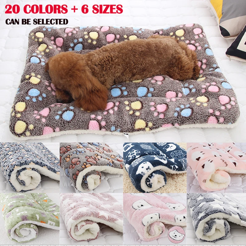 Winter Pet Dog Blanket Warm Soft Cushion Print Flannel Cotton Mattress Cats  Mat Puppy Blanket Bed Pads Dogs Pillow - AliExpress